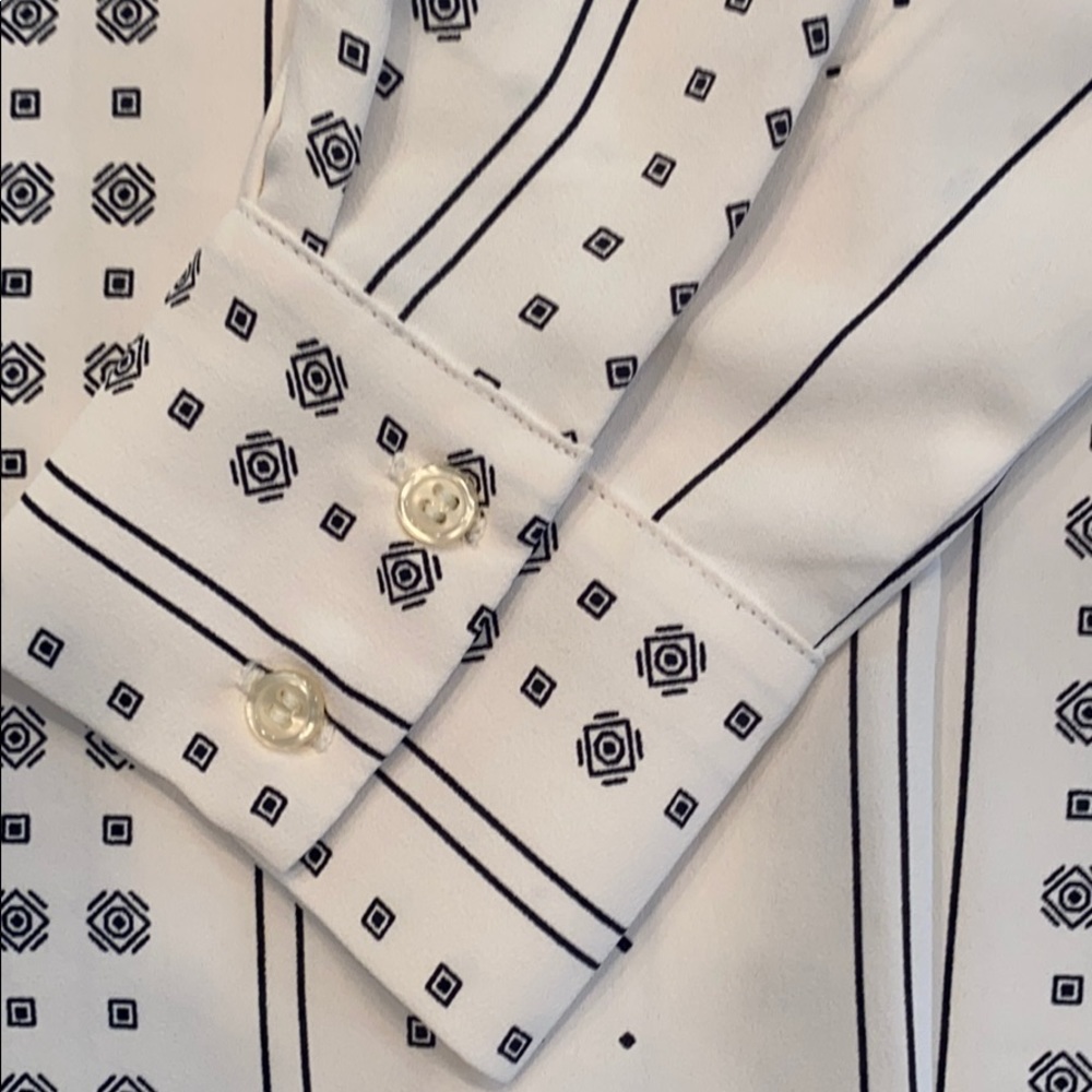 White Patterned Ann Taylor Blouse - image 2